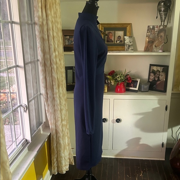 Fashion Nova Navy Blue Long Sleeve Dress with sheer sleeves - Picture 3 of 9